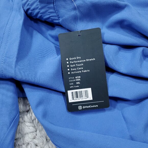 Med Couture Women's Energy Smocked Waist Cargo Jogger Scrub Pants Ceil Blue 3XL - Picture 5 of 7